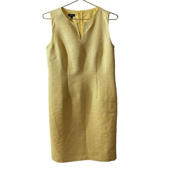 Talbots Yellow Metallic Tweed Fitted Sheath Dress Size 10 - Picture 1 of 11